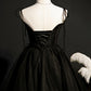 Elegant Black Spaghetti Straps Tulle Short Homecoming Dresses