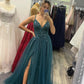 Spaghetti Straps New Arrival Tulle Beaded Long Evening Party Dresses A line Prom Dresses