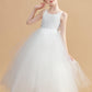Ivory Straps Round Neck Flower Girl Dresses With Lace Appliques