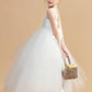 Ivory Straps Round Neck Flower Girl Dresses With Lace Appliques