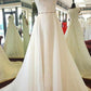 Delicate Round Neck Short Sleeves Sweep Train Lace Appliques Wedding Dresses