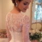 Charming V Neck Long Sleeves Sweep Train Lace Wedding Dresses