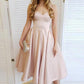 Simple Pink Sleeveless Sweetheart Satin Short Homecoming Dress