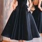 Simple Black Sleeveless A Line Satin Homecoming Dress