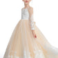 Floor Length Champagne Tulle Flower Girl Dresses With Pearls