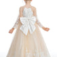 Floor Length Champagne Tulle Flower Girl Dresses With Pearls