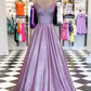 Stunning A Line Spaghetti Straps Long Prom Dresses with Pockets