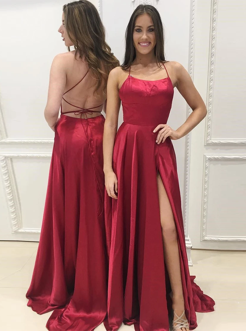 A-Line Prom Dresses Side Split Evening Dresses