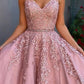 Charming Sleeveless Two Pieces Lace A Line Prom Dresses