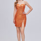 Sparkle Spaghetti Strap Sweetheart Split Sequins Short Homecoming Dresses