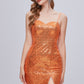 Sparkle Spaghetti Straps Sweetheart Split Sequins Homecoming Dresses