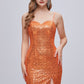 Sparkle Spaghetti Straps Sweetheart Split Sequins Homecoming Dresses