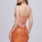 Sparkle Spaghetti Straps Sweetheart Split Sequins Homecoming Dresses