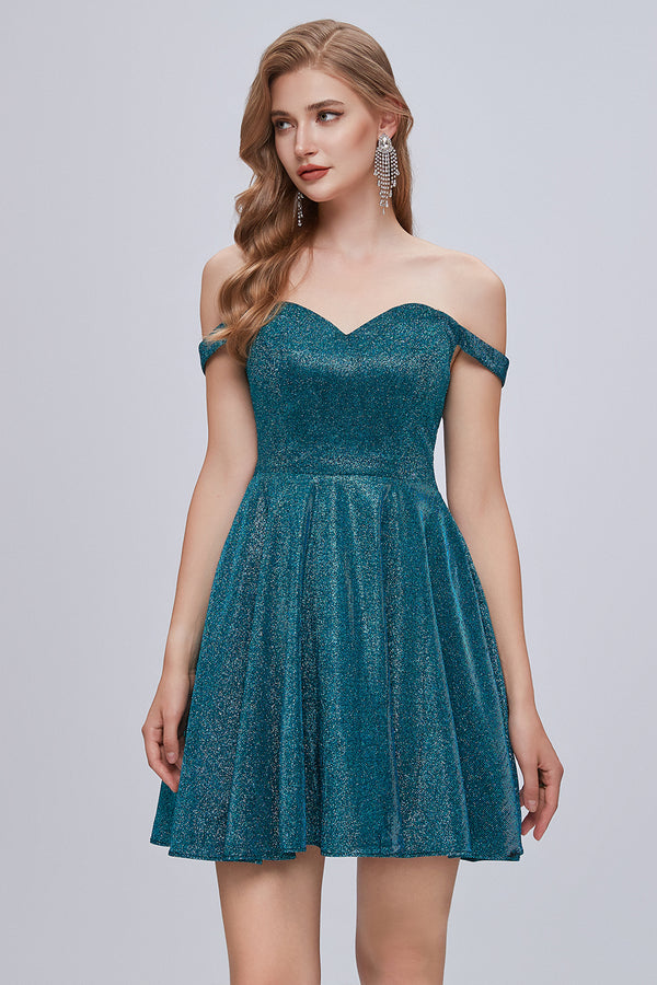 Romantic Sheath Off-Shoulder Lace-Long-Sleeve Back-Zip Short Length Homecoming Dresses main image 0