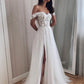 Charming A Line Off the Shoulder Tulle Wedding Dresses with Appliques