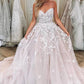 Charming Lace Appliques Spaghetti Straps Sweetheart Ball Gown Wedding Dress W440 - Ombreprom