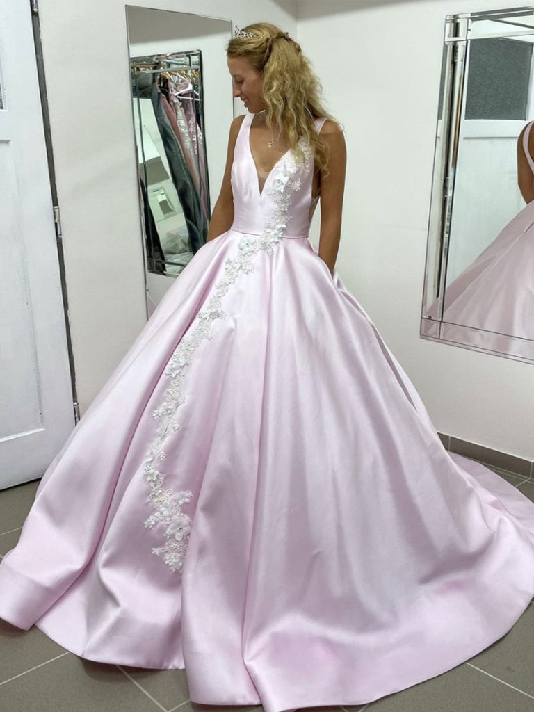 A line Pink Long Prom Dresses Party Evening Gowns fg3090 – formalgowns