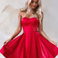 Simple Red V Neck Sleeveless A Line Homecoming Dresses