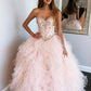 Pink Sweetheart Sleeveless Tulle Prom Dress Sweet 16 Dress