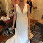 Simple V Neck Sleeveless Mermaid Wedding Dresses
