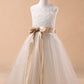 White A Line Floor Length Scoop Neck Sleeveless Bowknot Flower Girl Dresses,Baby Dress