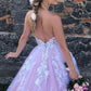 Gorgeous Backless A Line Lace Appliques Evening Dresses Tulle Long Prom Dresses