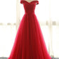 Red A Line/Princess Floor Length Off Shoulder Layers Tulle Evening/Prom Dress