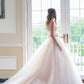 Pink A Line Chaple Train Sweetheart Sleeveless Layers Organza Wedding Dress,Beach Wedding Dress