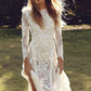 Ivory Sheath Brush Train Long Sleeves Backless Lace Beach Wedding Dresses W225