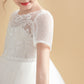Short Sleeves Ivory Tulle Flower Girl Dresses With Lace Appliques