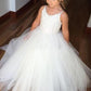 A Line Floor Length Spaghetti Sleeveless Appliques Flower Girl Dresses F28 - Ombreprom