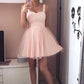 Pink Sweetheart Straps Sleeveless Homecoming Dress,A Line Short Prom Dress