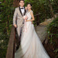 Pink A Line Chapel Train Deep V Neck Sleeveless Applique Wedding Dress,Cheap Wedding Dress