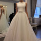 White A Line Court Train Sleeveless Backless Layers Tulle Wedding Gown,Cheap Wedding Dress