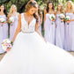 A Line Floor Length Deep V Neck Sleeveless Cheap Wedding Gown Beach Wedding Dress W151 - Ombreprom