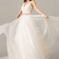 White A Line Court Train V Neck Sleeveless Layers Wedding Dress,Perfect Wedding Dress
