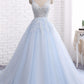 Ball Gown Chapel Train V Neck Sleeveless Backless Appliques Prom Dress,Party Dress P484 - Ombreprom