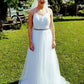 A Line Floor Length Halter Backless Appliques Wedding Gown,Beach Wedding Dress W147 - Ombreprom