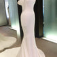 White Sheath Court Train Sweetheart Off Shoulder Mid Back Long Prom Dress,Party Dress