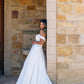 Elegant Ball Gown Off the Shoulder White Satin Long Wedding Dresses