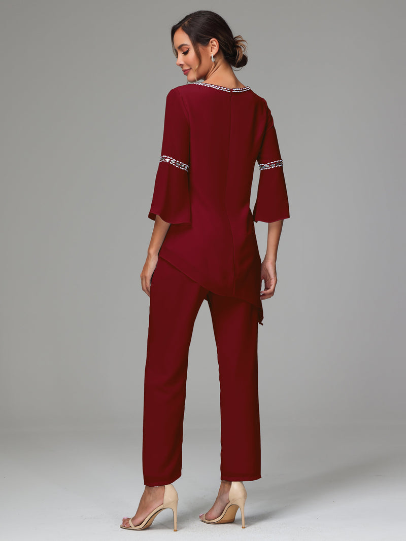 2 Pieces Chiffon Mother Of The Bride Dress Pants Suits 2 pieces chiffon mother of the bride dress pants suits