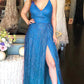 Sparkly Sleeveless Floor Length Red Prom Dresses with Split