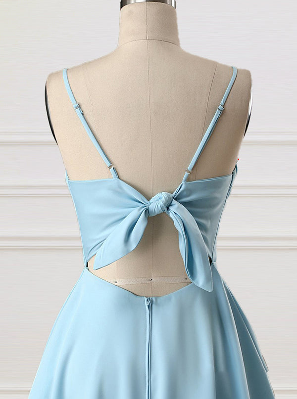 Royal Blue A-Line Spaghetti Straps Short Homecoming Dress with Pockets main image 1