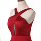 Open Back Cocktail Dresses V Neck A Line Satin Homecoming Dresses
