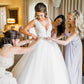 A Line Floor Length Deep V Neck Sleeveless Cheap Wedding Gown Beach Wedding Dress W151 - Ombreprom