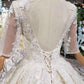 Luxury Lace Wedding Dresses Scoop Half Sleeves Appliques Ball Gown