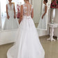 Charming Sleeveless Lace Tulle Brush Train With Bowknot Wedding Dresses