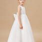 Lovely Sleeveless Applique Tulle Flower Girl Dresses With Bownot