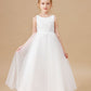 Lovely Sleeveless Applique Tulle Flower Girl Dresses With Bownot