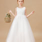 Lovely Sleeveless Applique Tulle Flower Girl Dresses With Bownot
